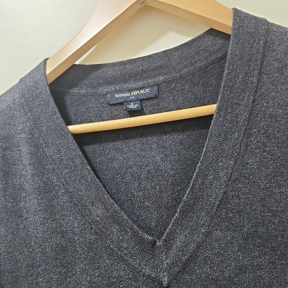 Banana Republic Charcoal Long Sleeve Dress Midi 60% Cotton 10% Rabbit Hair - Picture 3 of 9